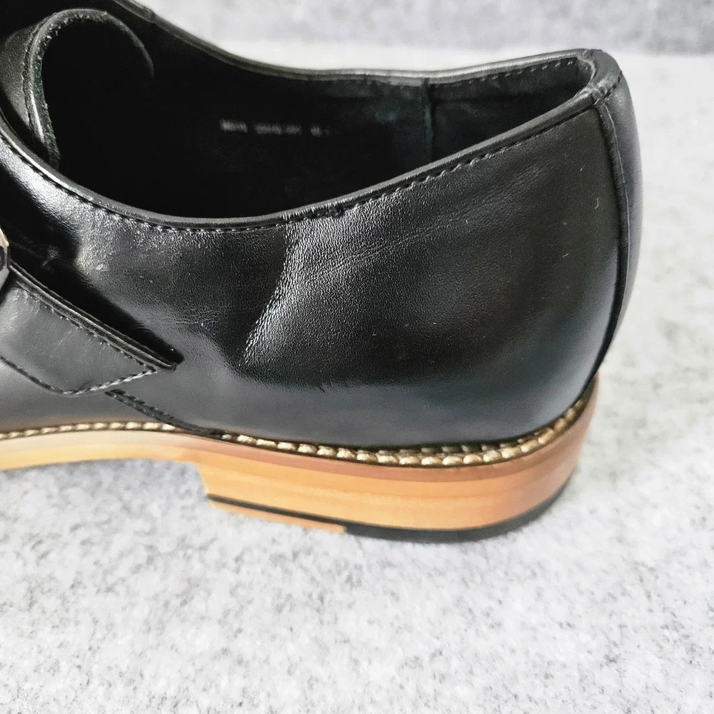 Stacy Adams Mens Black Desmond Cap Toe Monk Strap  Brogue Dress Shoes 10.5
